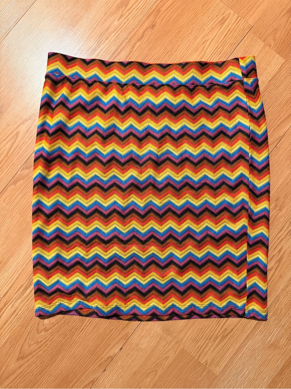Rainbow Chevron Multicolor Knit Skirt